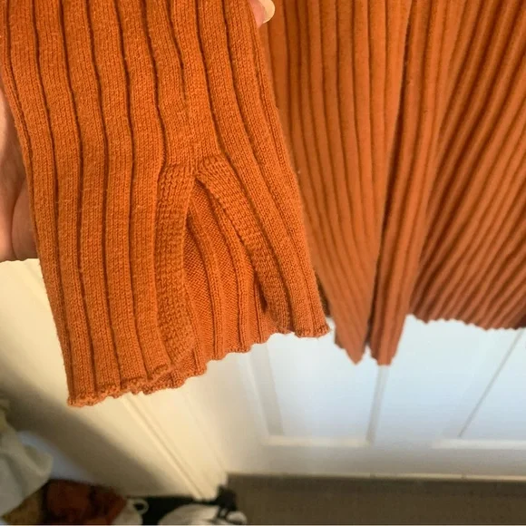 SPORTSGIRL | Rust Long Line Ribbed Knit Cardigan - Picture 5 of 5
